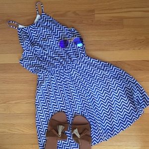 Blue and white chevron dress